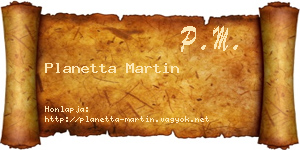 Planetta Martin névjegykártya